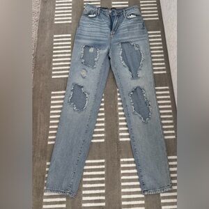 BDG Light Blue Distressed Mom High Rise